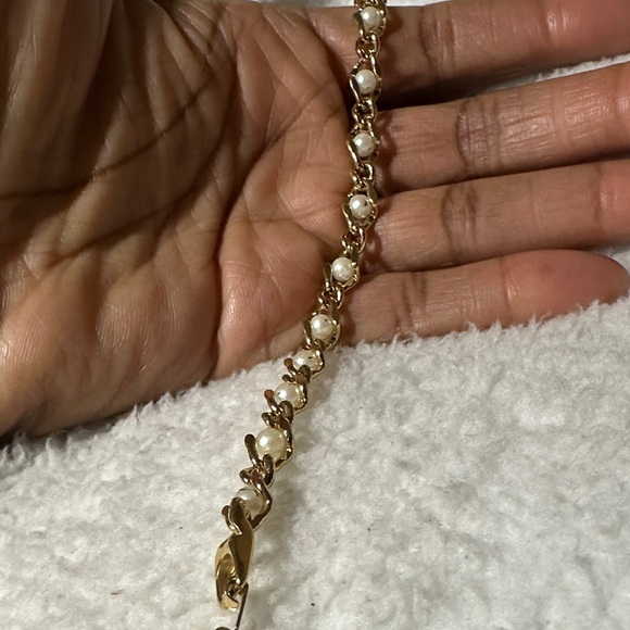 Vintage Gold toned chain link Pearl Bracelet - Picture 13 of 15